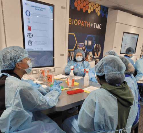 students in lab in protective gear